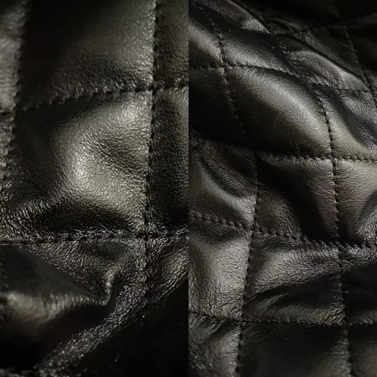 Close-up of the quilted leather texture